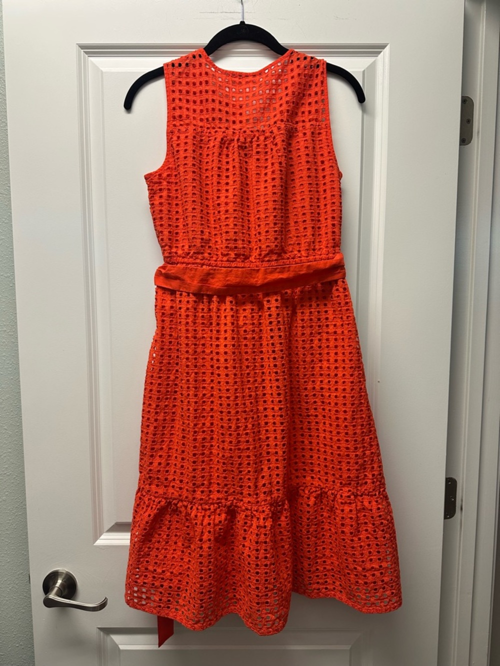 LIKE NEW J.Crew Sleeveless Red Eyelet Dress casual summer SZ 4 - Picture 3 of 5